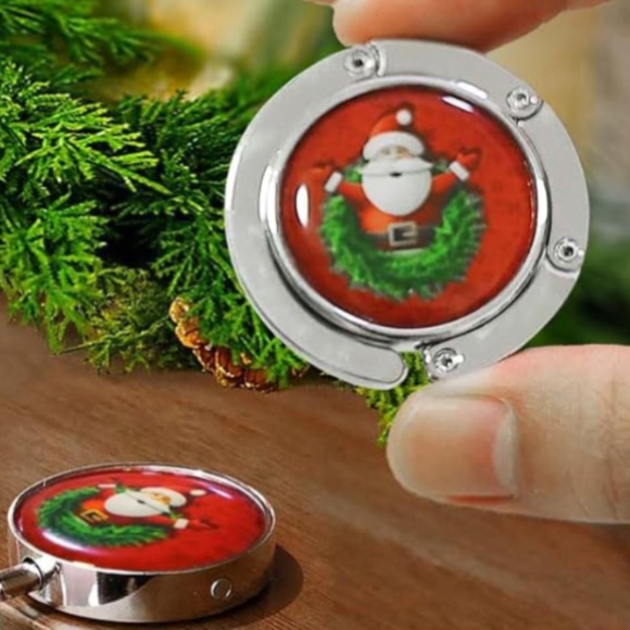 Santa Christmas Silver Purse Hanger Hook 🎄Stocking Hanger - Picture 1 of 7